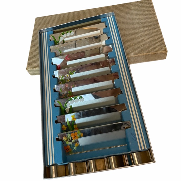 Vintage Mirrored Place Cards 1950's Set of 8 - Picture 1 of 5